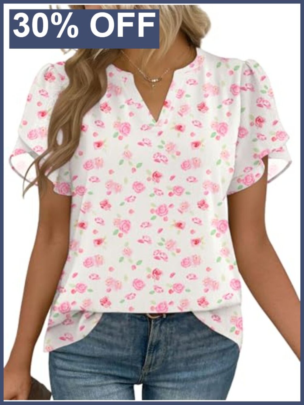 Zeagoo Womens Chiffon Blouse V-Neck Short Sleeve Work Top